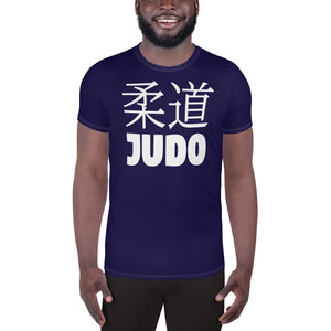 Classic Men's Judo Rash Guard - Short Sleeve Athletic Gear - Midnight Blue