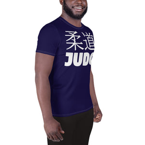 Classic Men's Judo Rash Guard - Short Sleeve Athletic Gear - Midnight Blue