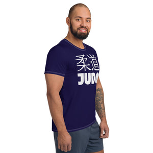 Classic Men's Judo Rash Guard - Short Sleeve Athletic Gear - Midnight Blue