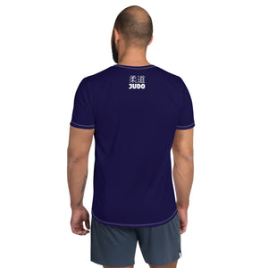 Classic Men's Judo Rash Guard - Short Sleeve Athletic Gear - Midnight Blue