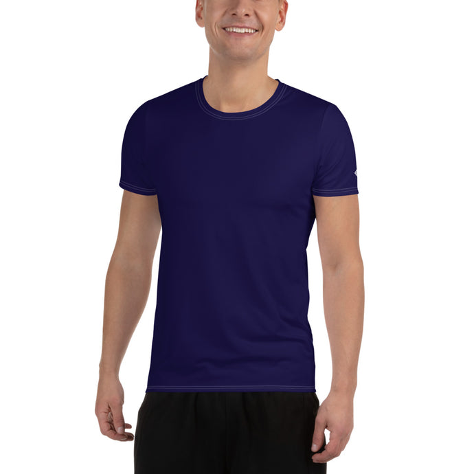 Classic Men's Solid Color Rash Guard - Short Sleeve Activewear - Midnight Blue