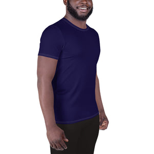 Classic Men's Solid Color Rash Guard - Short Sleeve Activewear - Midnight Blue