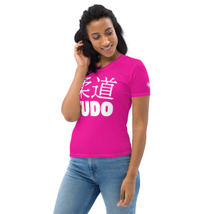 Classic Women's Judo Rash Guard - Short Sleeve Comfort for BJJ - Hollywood Cerise