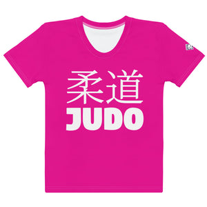 Classic Women's Judo Rash Guard - Short Sleeve Comfort for BJJ - Hollywood Cerise