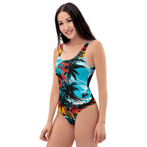 Coastal Chic: Women's Sunset Waves 001 One-Piece Swimsuit Beach Exclusive One-Piece Swimwear Womens