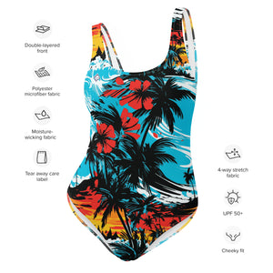 Coastal Chic: Women's Sunset Waves 001 One-Piece Swimsuit Beach Exclusive One-Piece Swimwear Womens