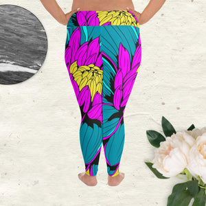 Colorful and Vibrant Roy Lichtenstein Dahlia 001 Yoga Plus Sized Pants for Women - Soldier Complex