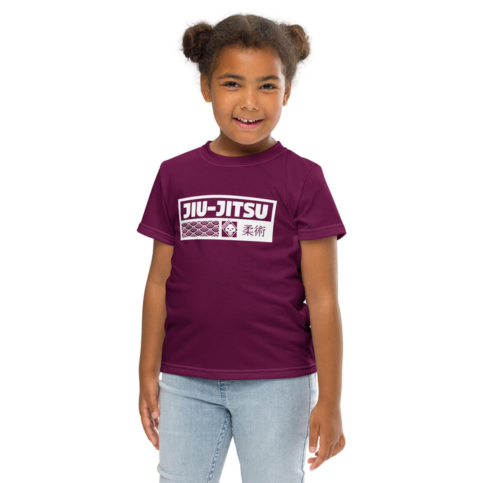 Colorful Confidence: Girl's Short Sleeve Jiu-Jitsu Rash Guard - Tyrian Purple Exclusive Girls Jiu-Jitsu Kids Rash Guard Short Sleeve