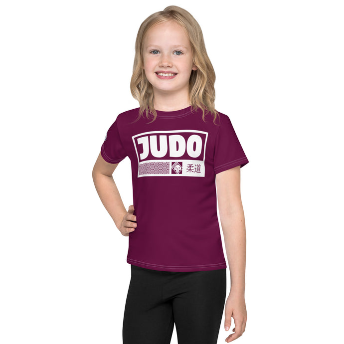 Colorful Confidence: Girl's Short Sleeve Judo Rash Guard - Tyrian Purple Exclusive Girls Judo Kids Rash Guard Short Sleeve