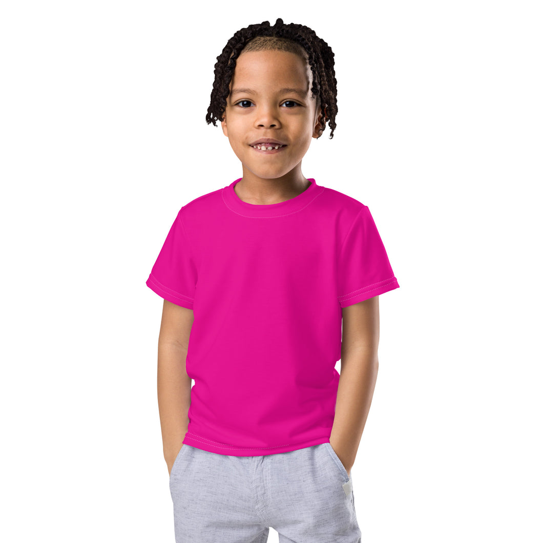 Colorful Sun Defense: Boys' Short Sleeve Solid Color Rash Guard - Hollywood Cerise Boys Exclusive Kids Rash Guard Running Short Sleeve Solid Color Swimwear