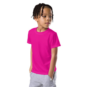 Colorful Sun Defense: Boys' Short Sleeve Solid Color Rash Guard - Hollywood Cerise Boys Exclusive Kids Rash Guard Running Short Sleeve Solid Color Swimwear