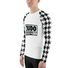 Combat Confidence: Men's Long Sleeve BJJ Judo Houndstooth Rashie Blanc Exclusive Houndstooth Judo Long Sleeve Mens Rash Guard