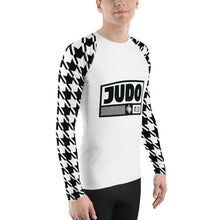 Combat Confidence: Men's Long Sleeve BJJ Judo Houndstooth Rashie Blanc Exclusive Houndstooth Judo Long Sleeve Mens Rash Guard