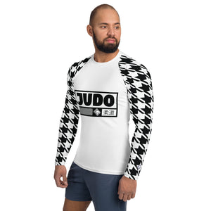 Combat Confidence: Men's Long Sleeve BJJ Judo Houndstooth Rashie Blanc Exclusive Houndstooth Judo Long Sleeve Mens Rash Guard