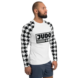 Combat Confidence: Men's Long Sleeve BJJ Judo Houndstooth Rashie Blanc Exclusive Houndstooth Judo Long Sleeve Mens Rash Guard