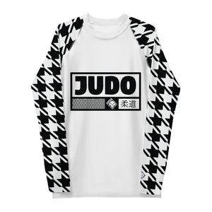 Combat Confidence: Men's Long Sleeve BJJ Judo Houndstooth Rashie Blanc Exclusive Houndstooth Judo Long Sleeve Mens Rash Guard