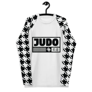 Combat Confidence: Men's Long Sleeve BJJ Judo Houndstooth Rashie Blanc Exclusive Houndstooth Judo Long Sleeve Mens Rash Guard