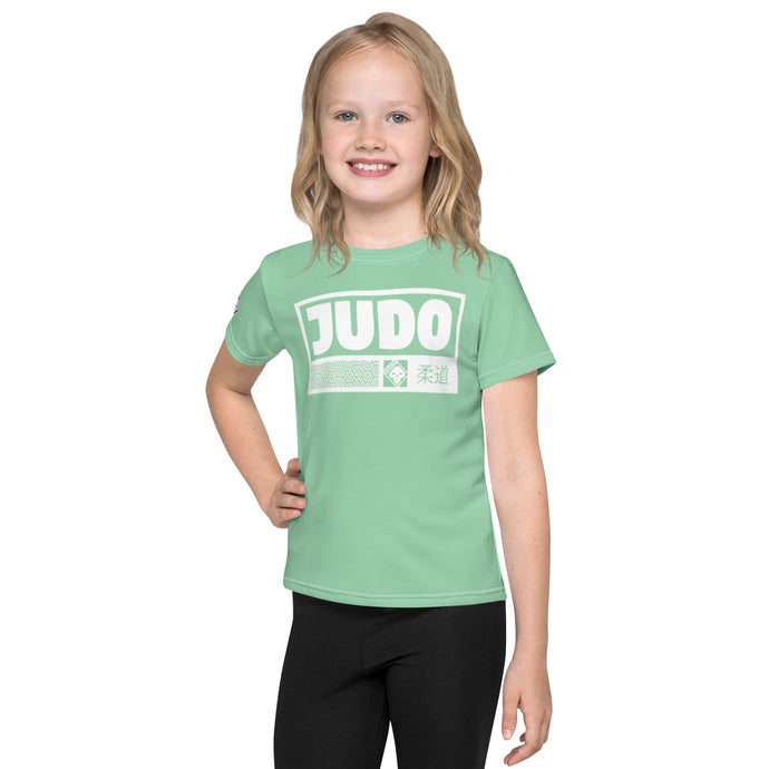 Comfortable Movement: Girl's Short Sleeve Judo Rash Guard - Vista Blue Exclusive Girls Judo Kids Rash Guard Short Sleeve