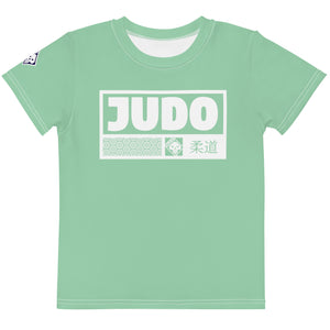 Comfortable Movement: Girl's Short Sleeve Judo Rash Guard - Vista Blue Exclusive Girls Judo Kids Rash Guard Short Sleeve