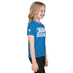 Confidence in Motion: Girl's Short Sleeve Judo Rash Guard - Azul Exclusive Girls Judo Kids Rash Guard Short Sleeve