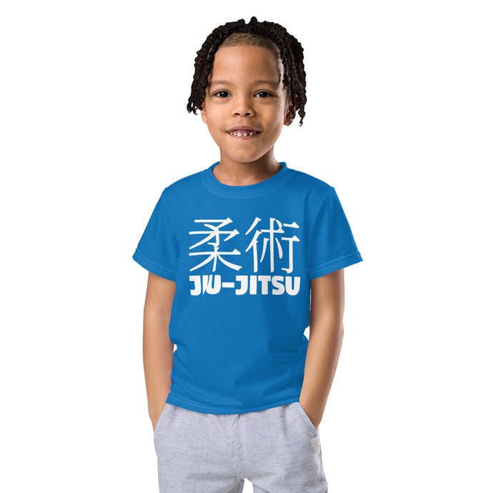 Confident Moves: Boy's Short Sleeve Classic Jiu-Jitsu Rash Guard - Azul Boys Exclusive Jiu-Jitsu Kids Rash Guard Short Sleeve