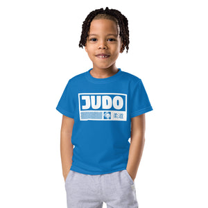 Confident Moves: Boy's Short Sleeve Judo Rash Guard - Azul Boys Exclusive Judo Kids Rash Guard Short Sleeve