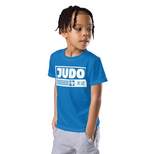 Confident Moves: Boy's Short Sleeve Judo Rash Guard - Azul Boys Exclusive Judo Kids Rash Guard Short Sleeve