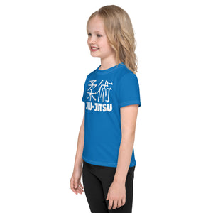 Confident Moves: Girl's Short Sleeve Classic Jiu-Jitsu Rash Guard - Azul Exclusive Girls Jiu-Jitsu Kids Rash Guard Short Sleeve