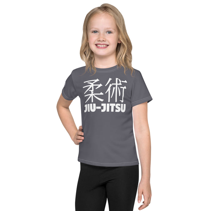 Confidently Active: Girl's Short Sleeve Classic Jiu-Jitsu Rash Guard - Charcoal Exclusive Girls Jiu-Jitsu Kids Rash Guard Short Sleeve