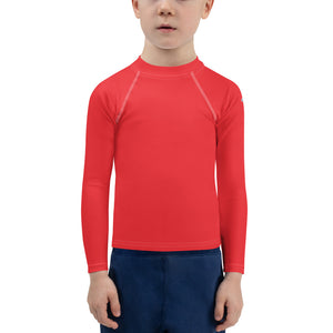 Cool and Covered: Boys' Long Sleeve Solid Color Rash Guards - Scarlet Boys Exclusive Kids Long Sleeve Rash Guard Solid Color