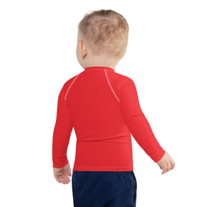 Cool and Covered: Boys' Long Sleeve Solid Color Rash Guards - Scarlet Boys Exclusive Kids Long Sleeve Rash Guard Solid Color