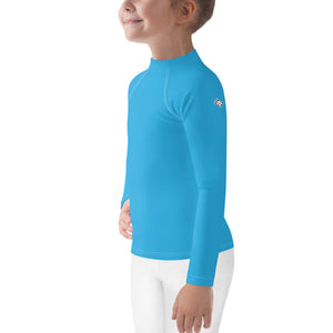 Cool Comfort: Kid's Girls Long Sleeve Rash Guards in Solid Color - Cyan Exclusive Girls Kids Long Sleeve Solid Color Swimwear