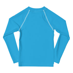 Cool Comfort: Kid's Girls Long Sleeve Rash Guards in Solid Color - Cyan Exclusive Girls Kids Long Sleeve Solid Color Swimwear