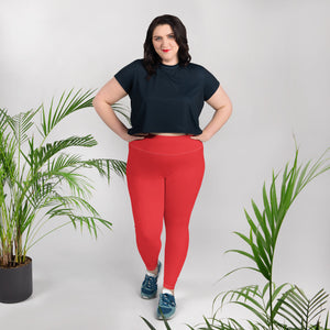 Curve Confidence: Plus Size Solid Color Yoga Pants for Women - Scarlet