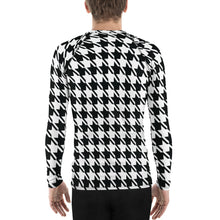 Dapper Defense: Men's Houndstooth BJJ Rashie Exclusive Houndstooth Long Sleeve Mens Rash Guard Swimwear