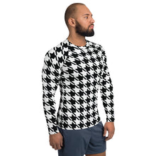 Dapper Defense: Men's Houndstooth BJJ Rashie Exclusive Houndstooth Long Sleeve Mens Rash Guard Swimwear