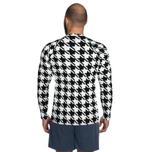 Dapper Defense: Men's Houndstooth BJJ Rashie Exclusive Houndstooth Long Sleeve Mens Rash Guard Swimwear