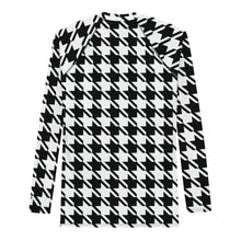 Dapper Defense: Men's Houndstooth BJJ Rashie Exclusive Houndstooth Long Sleeve Mens Rash Guard Swimwear