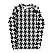 Dapper Defense: Men's Houndstooth BJJ Rashie Exclusive Houndstooth Long Sleeve Mens Rash Guard Swimwear