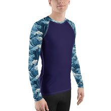 Deep Tide Compression Shield Men's Long Sleeve BJJ Rash Guard - The Great Wave Off Kanagawa 001
