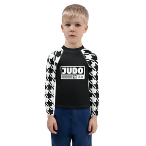 Dominate the Mat: Boy's Houndstooth Judo BJJ Rash Guard - Long Sleeve Boys Exclusive Houndstooth Judo Kids Long Sleeve Rash Guard