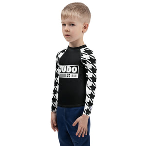 Dominate the Mat: Boy's Houndstooth Judo BJJ Rash Guard - Long Sleeve Boys Exclusive Houndstooth Judo Kids Long Sleeve Rash Guard