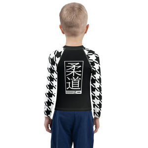 Dominate the Mat: Boy's Houndstooth Judo BJJ Rash Guard - Long Sleeve Boys Exclusive Houndstooth Judo Kids Long Sleeve Rash Guard