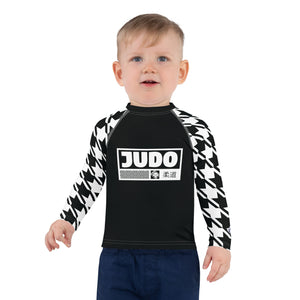 Dominate the Mat: Boy's Houndstooth Judo BJJ Rash Guard - Long Sleeve Boys Exclusive Houndstooth Judo Kids Long Sleeve Rash Guard