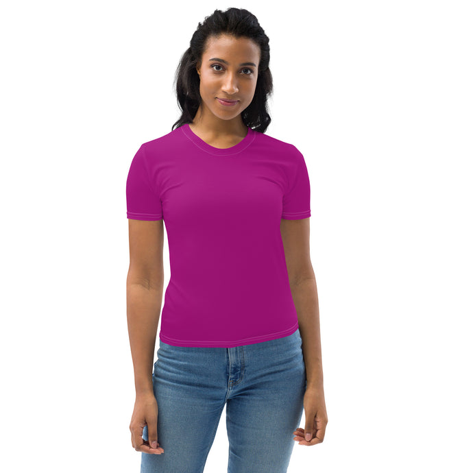 Durable Women's BJJ Rash Guard - Solid Color, Short Sleeves - Fresh Eggplant