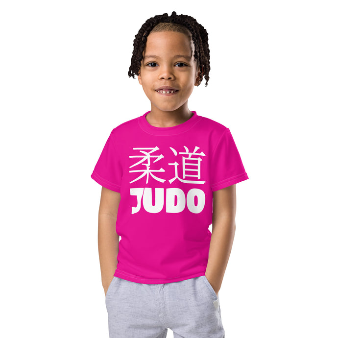 Dynamic Comfort: Boy's Short Sleeve Classic Judo Rash Guard - Hollywood Cerise Boys Exclusive Judo Kids Rash Guard Short Sleeve