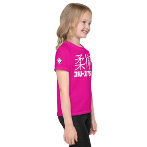 Dynamic Comfort: Girl's Short Sleeve Classic Jiu-Jitsu Rash Guard - Hollywood Cerise Exclusive Girls Jiu-Jitsu Kids Rash Guard Short Sleeve