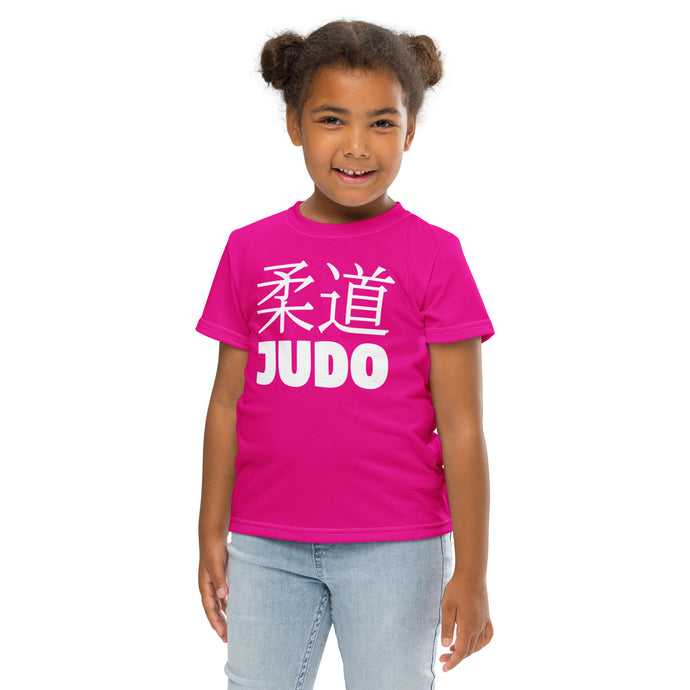 Dynamic Comfort: Girl's Short Sleeve Classic Judo Rash Guard - Hollywood Cerise Exclusive Girls Judo Kids Rash Guard Short Sleeve