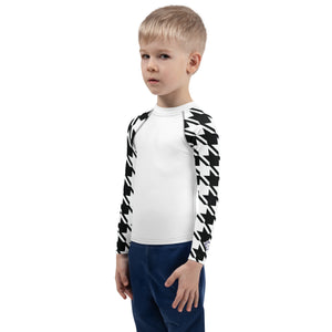 Dynamic Defense: Houndstooth Boy's Long Sleeve BJJ Rash Guard Boys Exclusive Houndstooth Kids Long Sleeve Rash Guard Swimwear