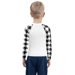 Dynamic Defense: Houndstooth Boy's Long Sleeve BJJ Rash Guard Boys Exclusive Houndstooth Kids Long Sleeve Rash Guard Swimwear